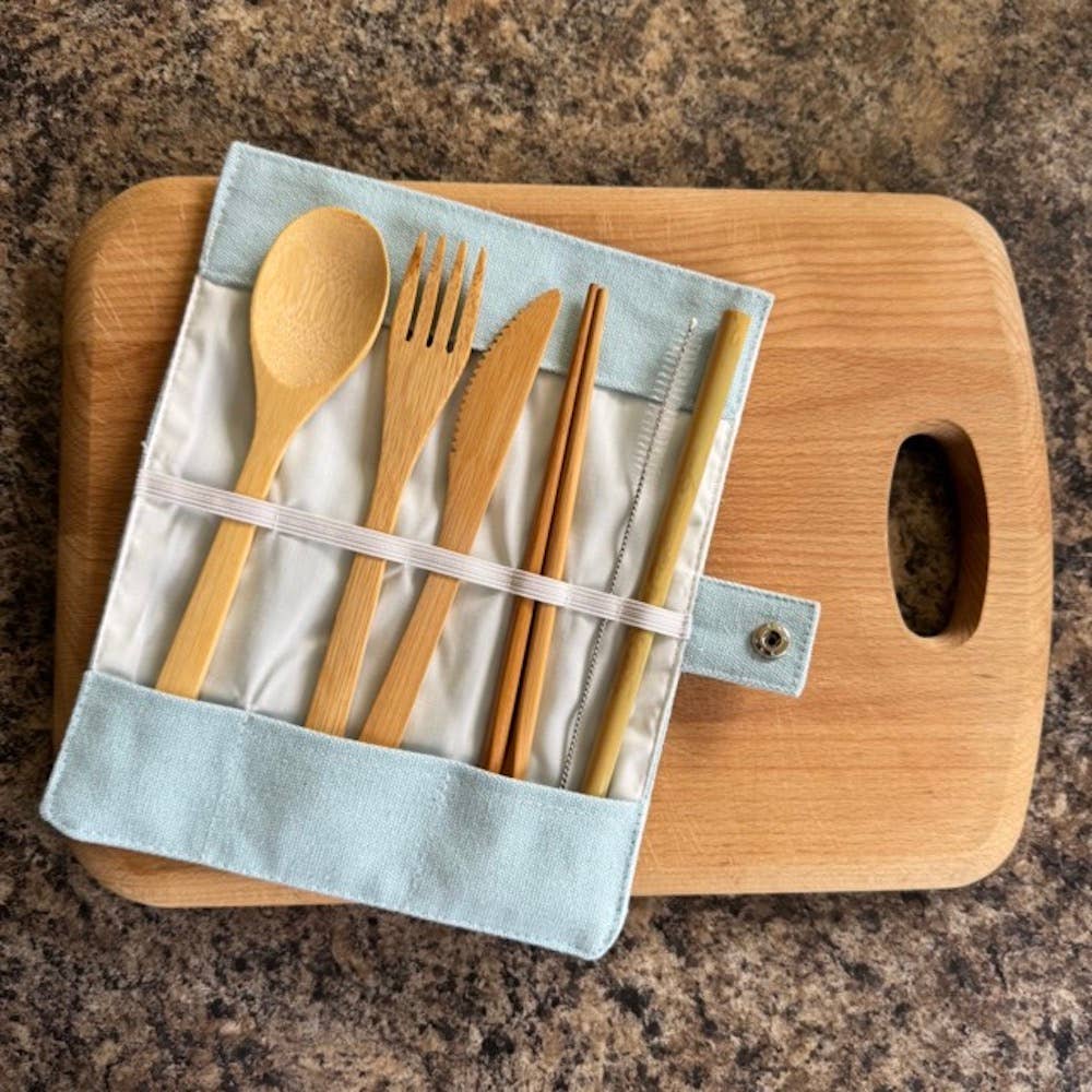 Bamboo Cutlery Set in a Cotton Pouch