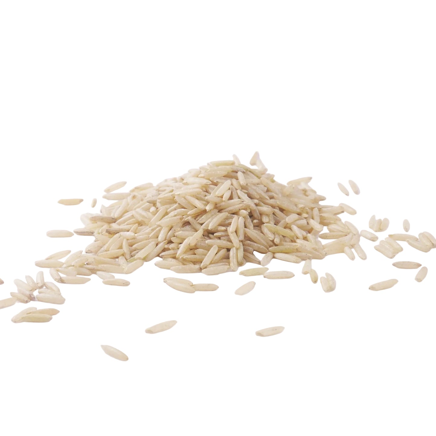 Brown basmati rice on a white background