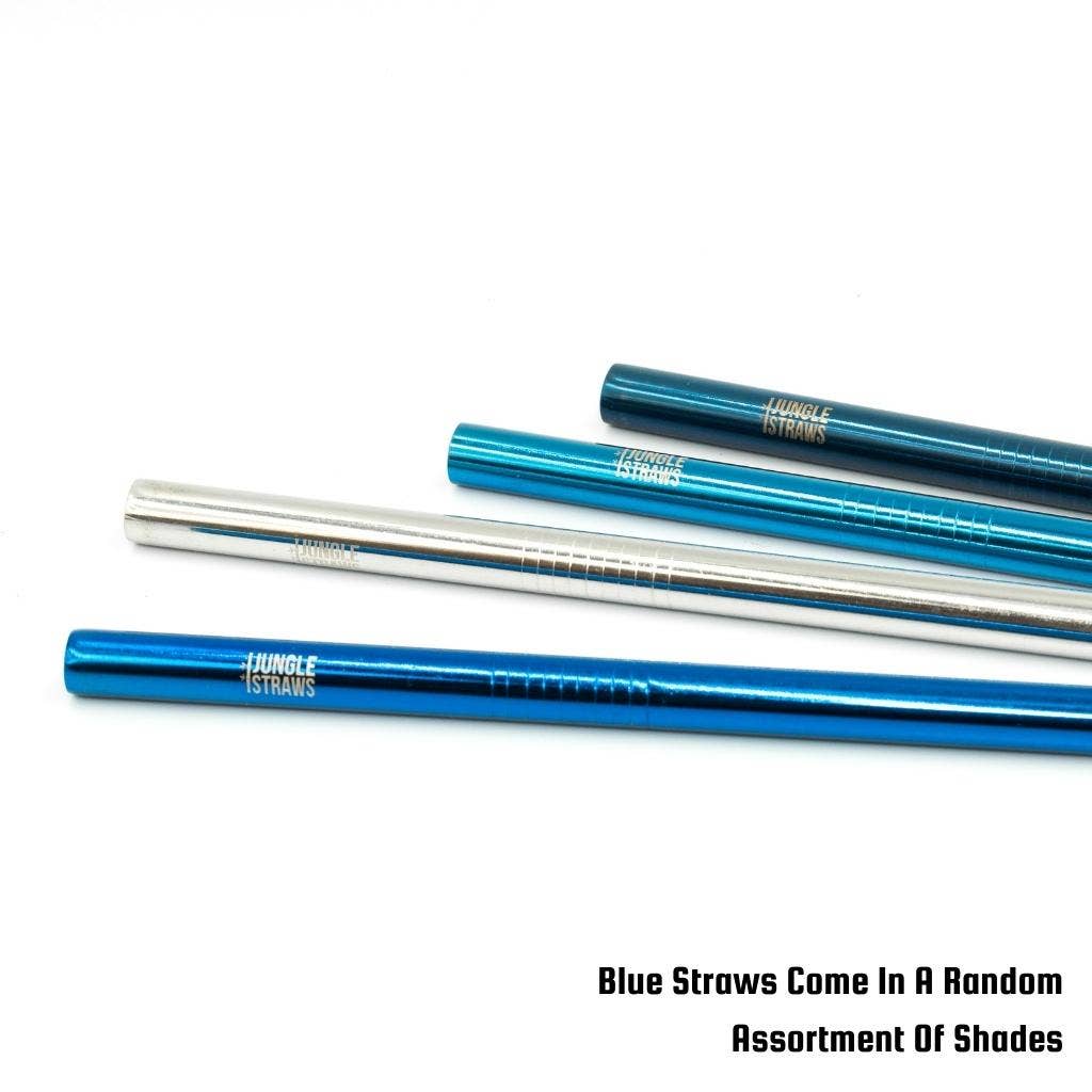 Reusable Blue Stainless Steel Straw |  2 Shapes