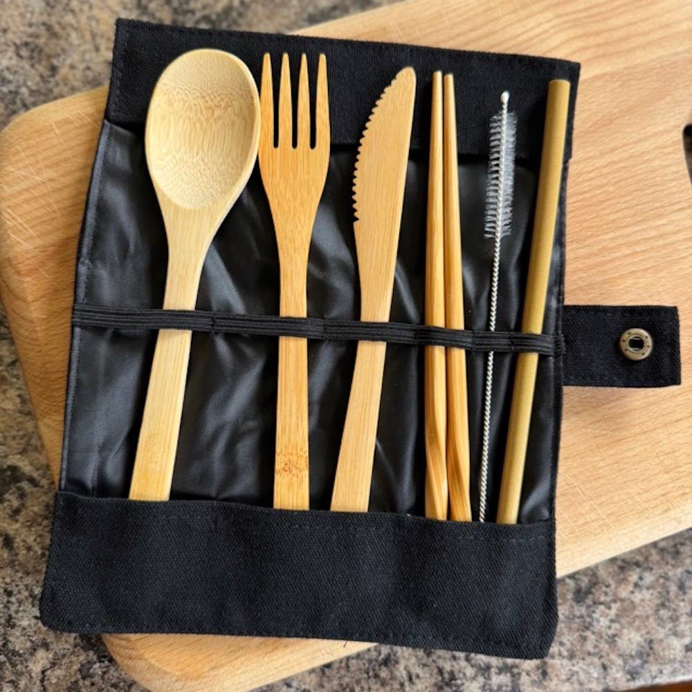 Bamboo Cutlery Set in a Cotton Pouch