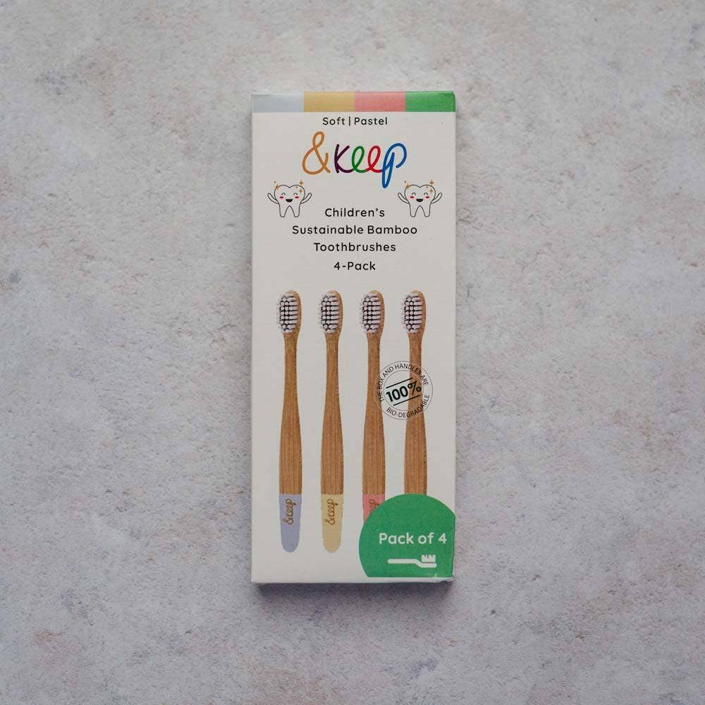 &Keep Children's Bamboo Toothbrushes - Pack of 4
