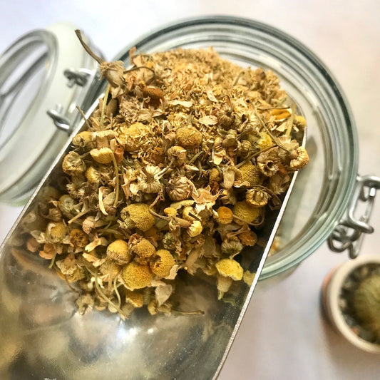 Camomile flower loose leaf herbal tea sold per 100g