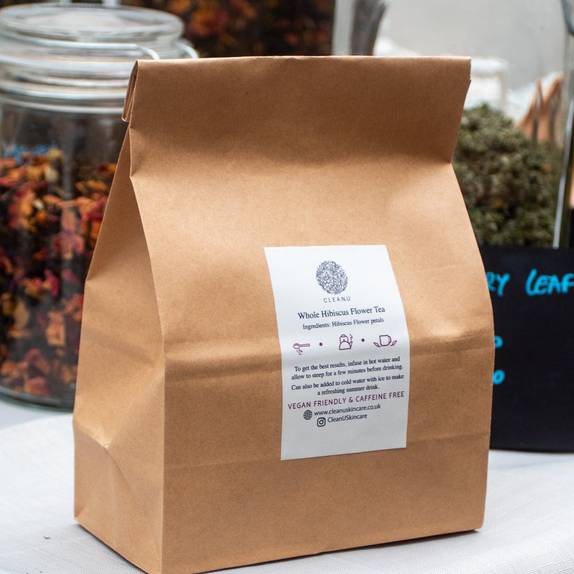 Paper bag of Whole Hibiscus Flower tea