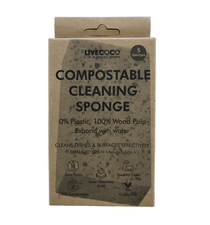 Expandable Compostable Cleaning Sponges - 5 pack