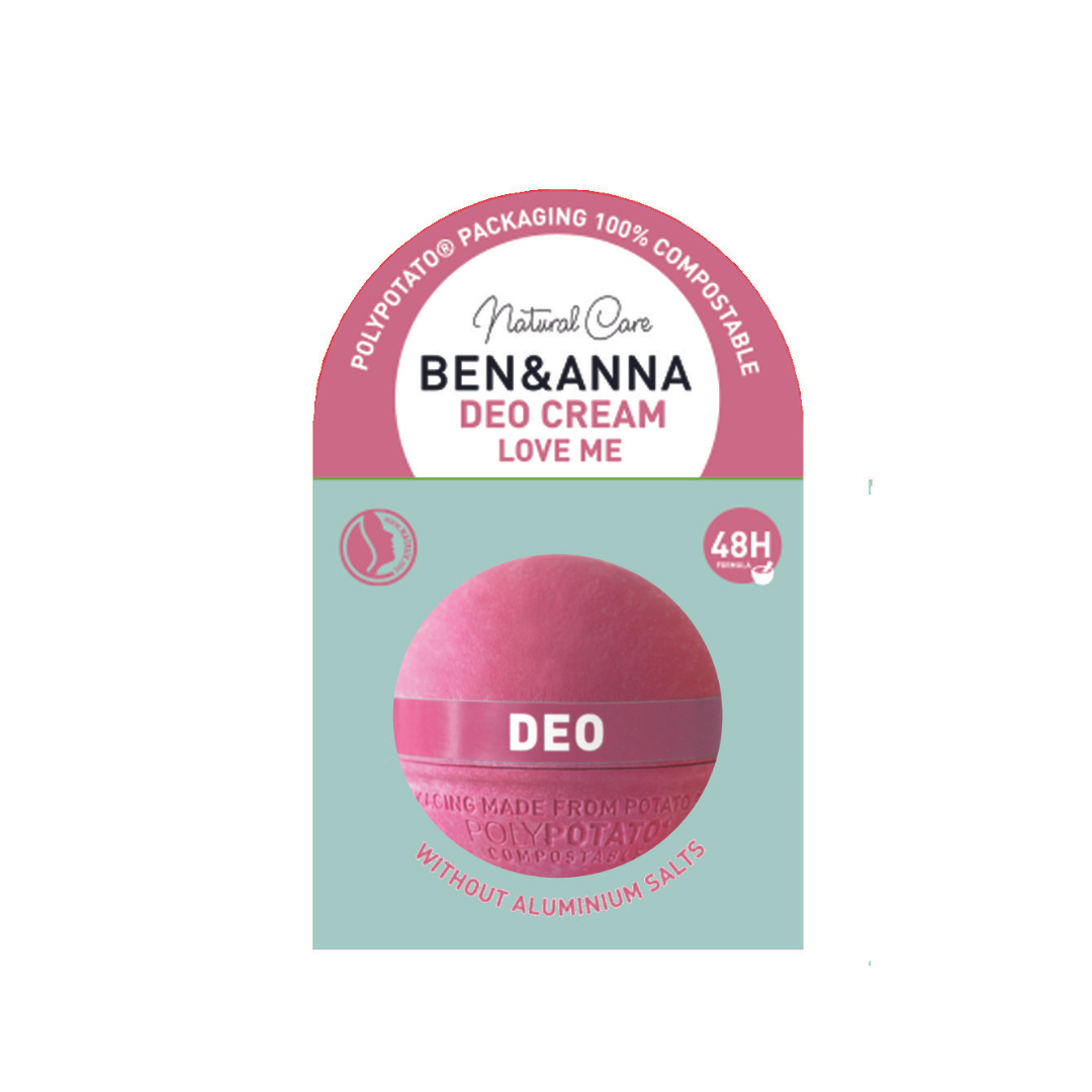 Ben & Anna Love Me cream deodorant packaging on a white background