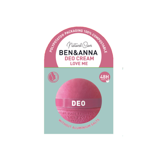 Ben & Anna Love Me cream deodorant packaging on a white background