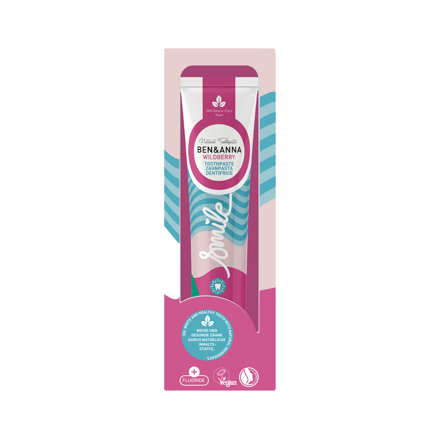 Ben & Anna toothpaste cardboard packaging on a white background