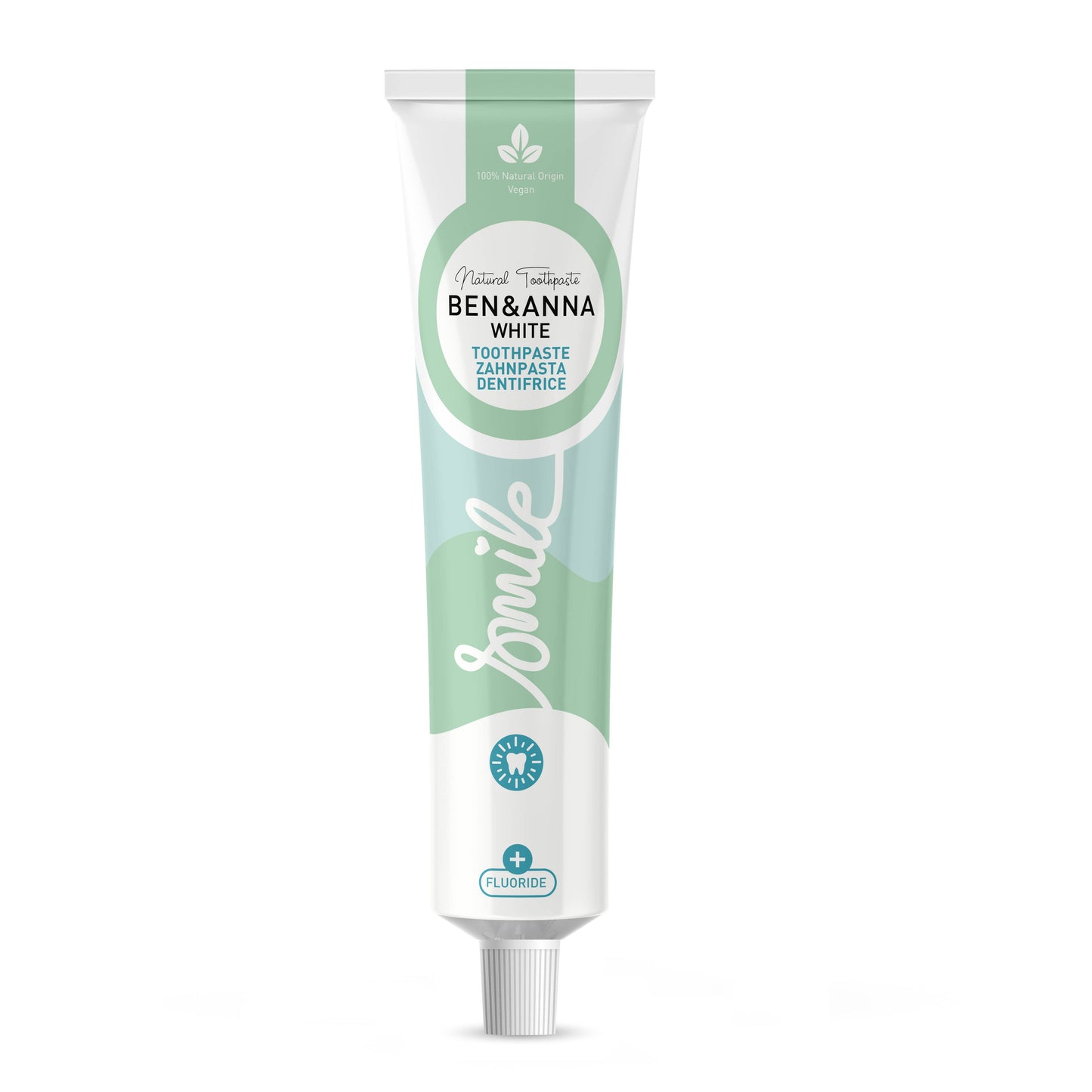 Ben & Anna White toothpaste tube on a white background