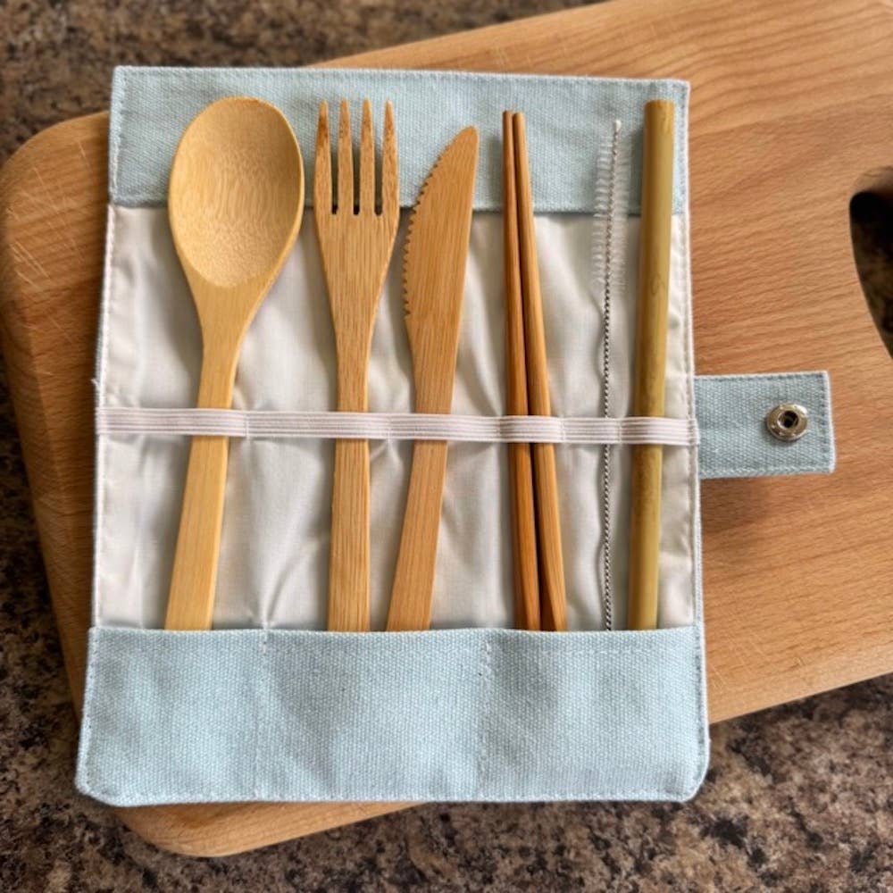Bamboo Cutlery Set in a Cotton Pouch