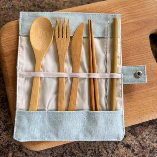 Bamboo Cutlery Set in a Cotton Pouch