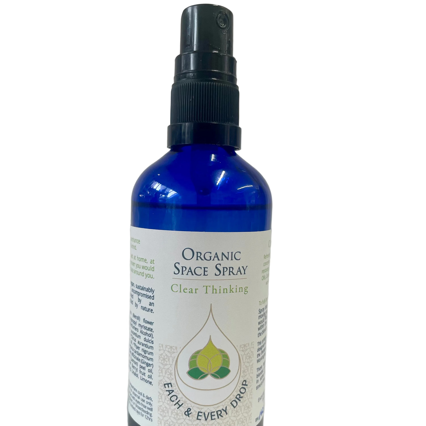 Spray bottle of organic aromatherapy space spray, clear thinking