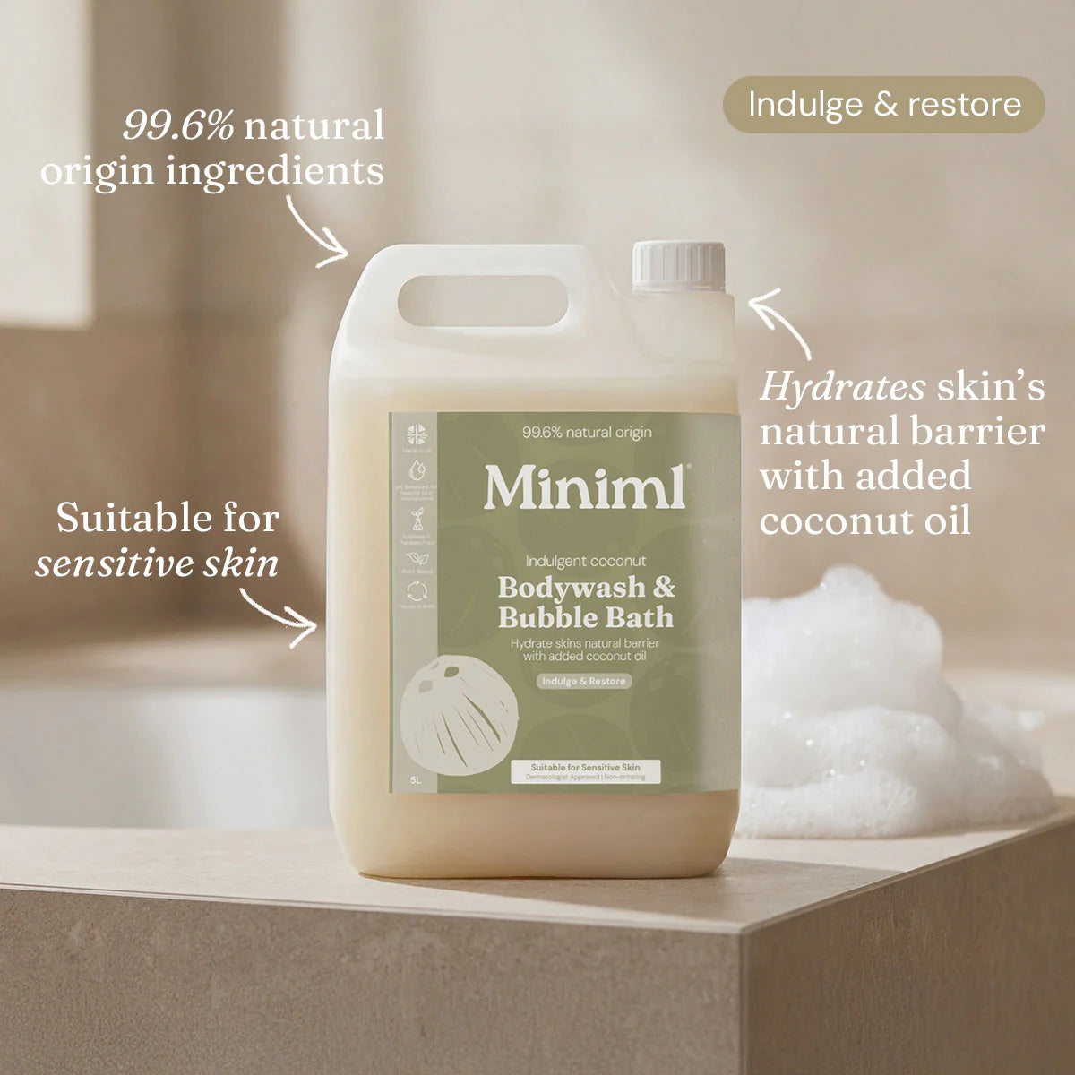 Miniml Body Wash / Bubble Bath, per 100g. For In-Store Refill Only