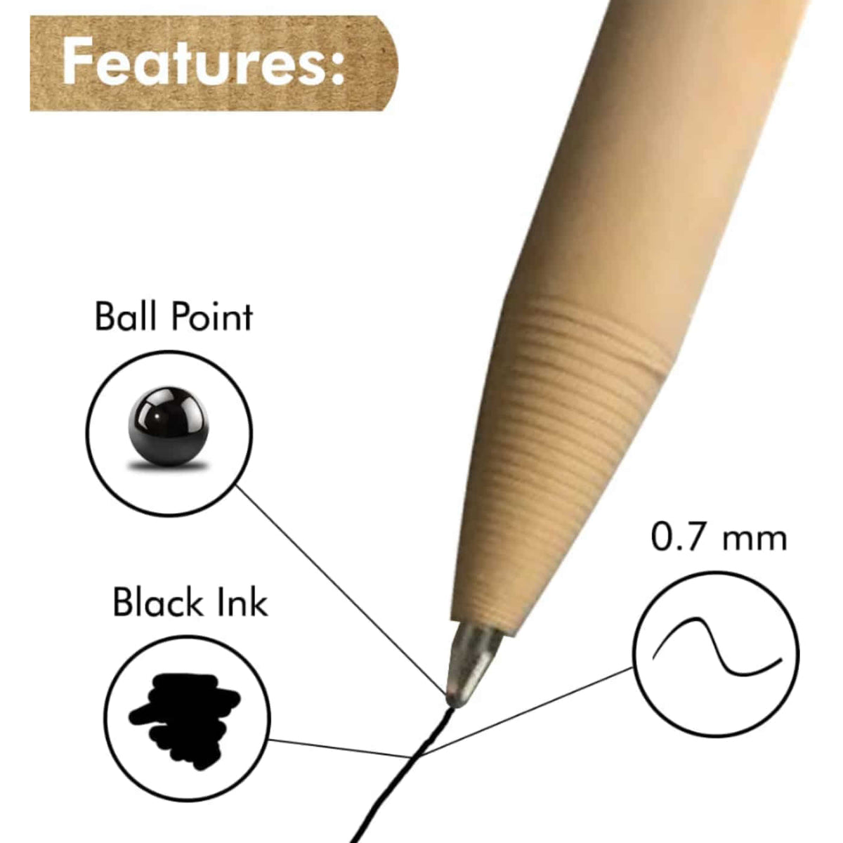 Compostable paper ball point pens features