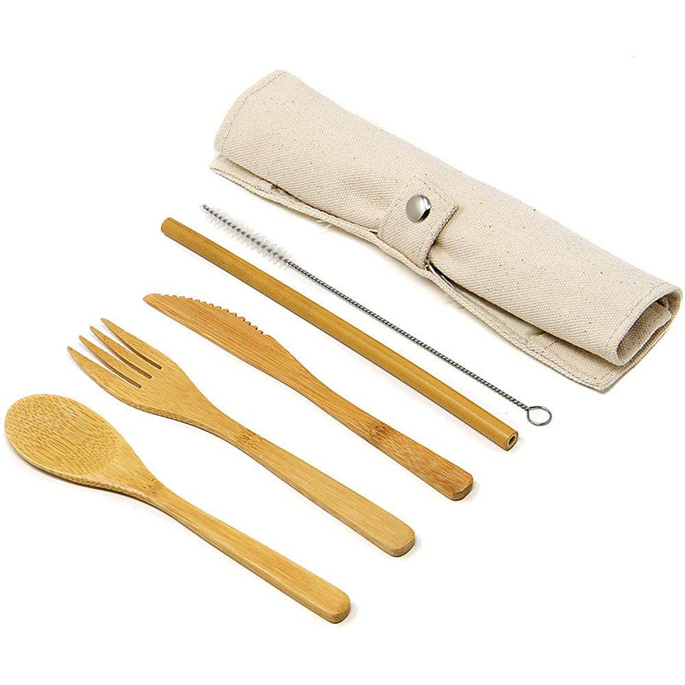 Bamboo Cutlery Set in a Cotton Pouch