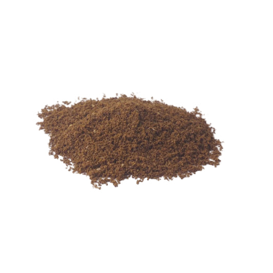 Brown ground Decaffeinated  coffee on a white background
