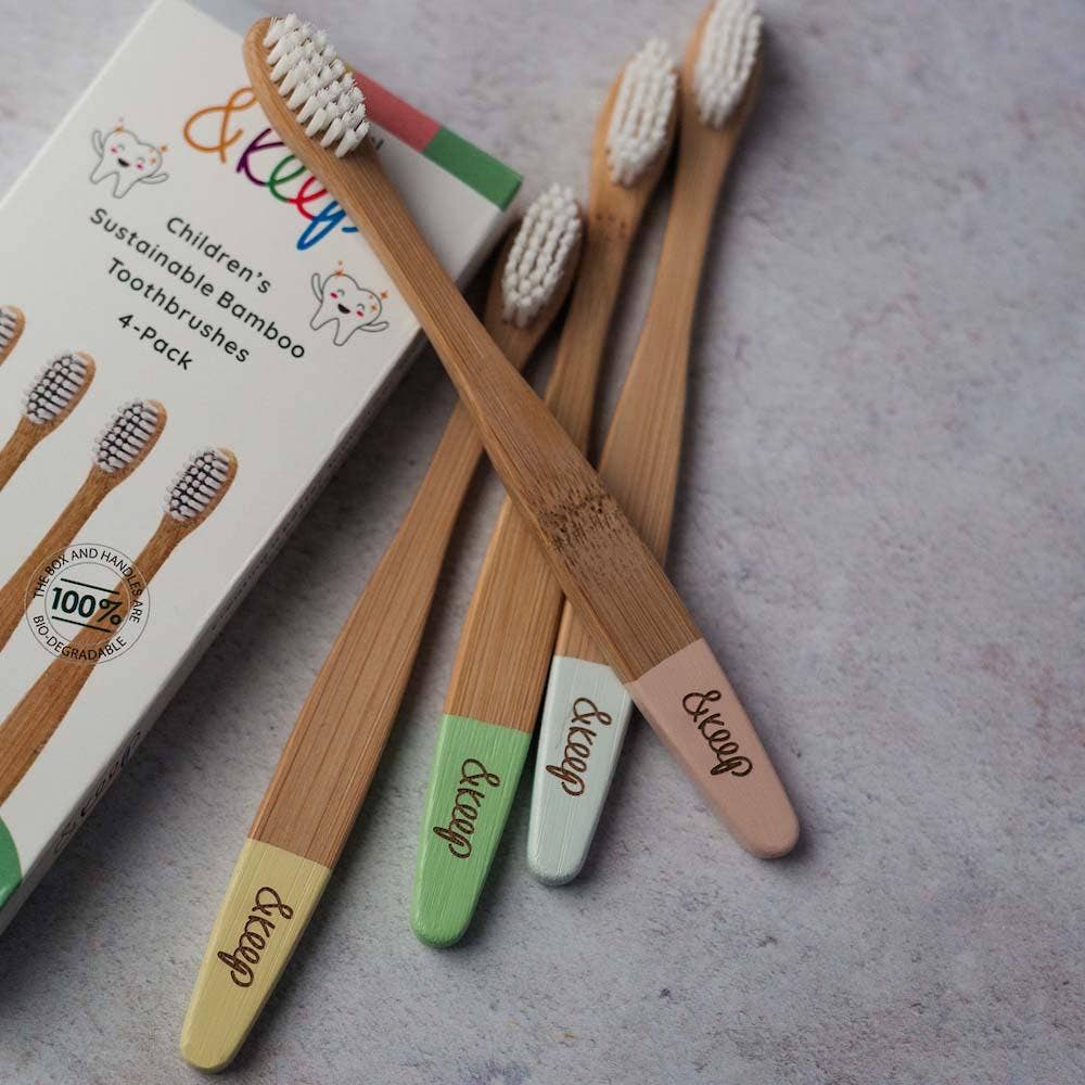 &Keep Children's Bamboo Toothbrushes - Pack of 4