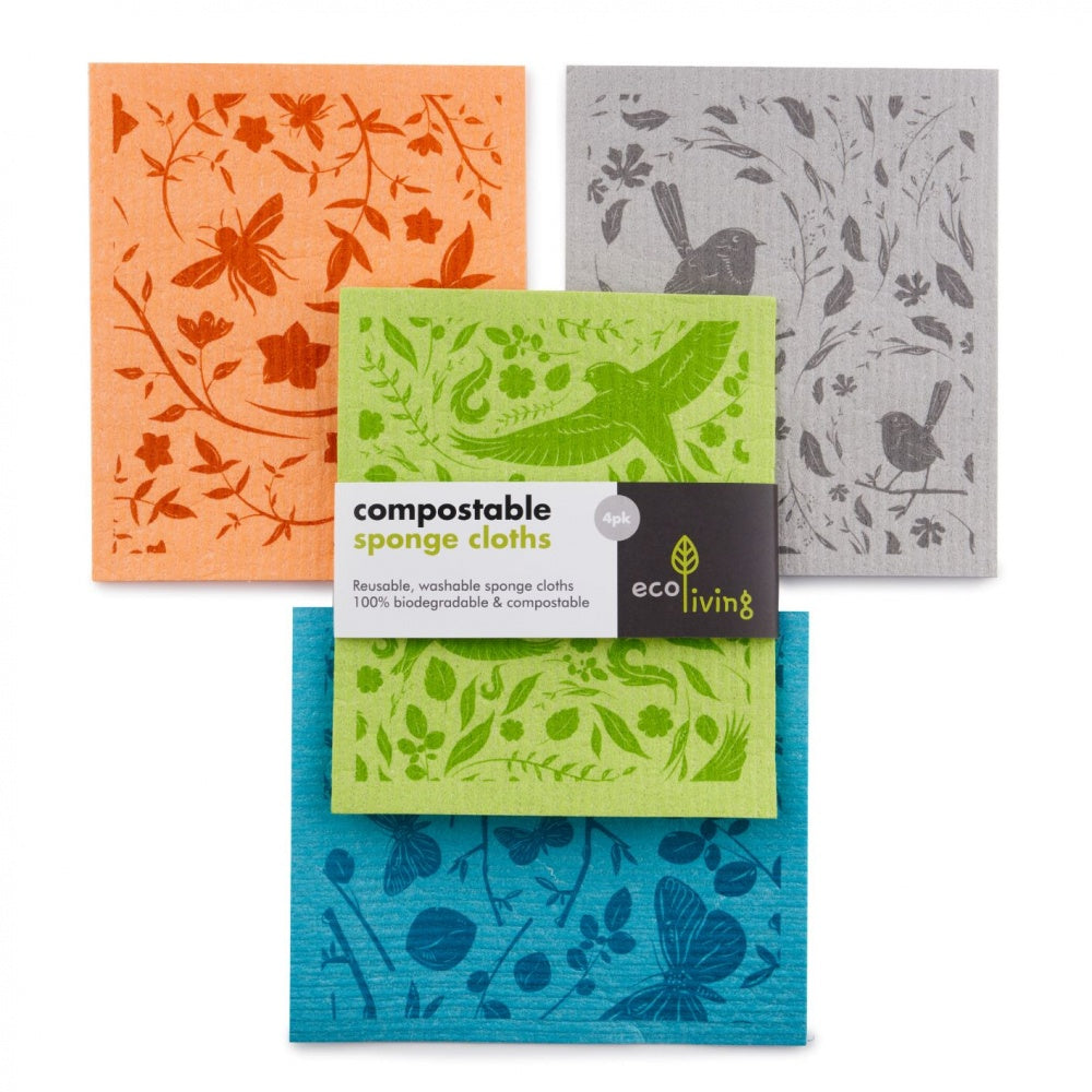 Compostable Sponge Cloths, Pack of 4
