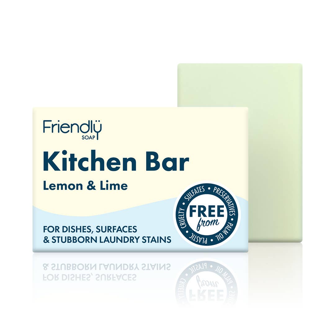 Friendly Soap Kitchen Bar Lemon & Lime with packaging on a white background