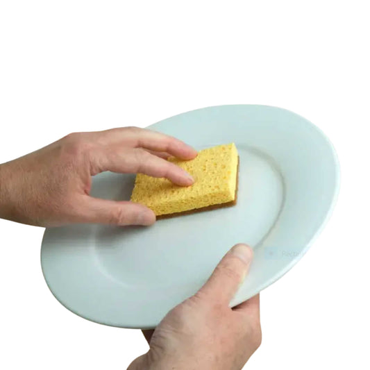 Livecoco sponge being used on a plate.