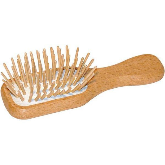 A mini, handbag size, sustainable bamboo hairbrush which great for children or travel.
