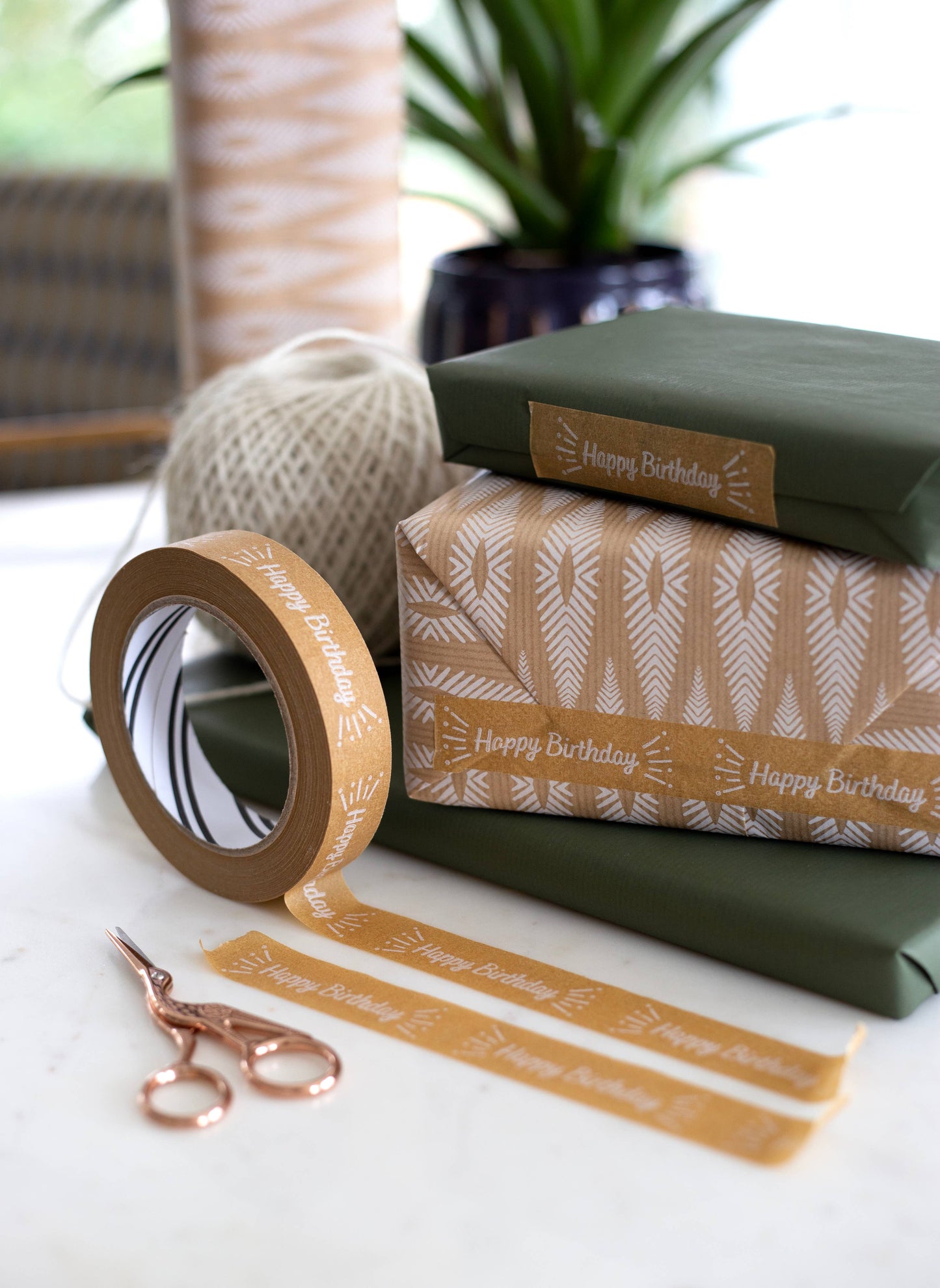 Patterned Biodegradable Paper Tape, 24mm x 50m