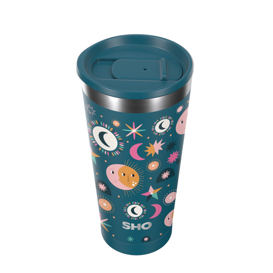 Insulated 500ml coffee cup in Limited Edition Moonlight Night with a slider lid